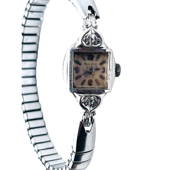 Vintage 1960s Bulova M2 4 Diamond 10k Gold Plated 17 Jewels Ladies Wrist Watch main image 8